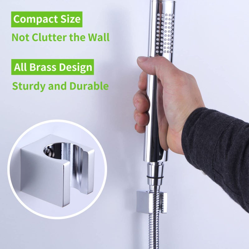 Angle Simple Shower Head Holder Wall Mount, Brass Shower Wand Handle Holder, Sprayer Bracket, Chrome - Image 4